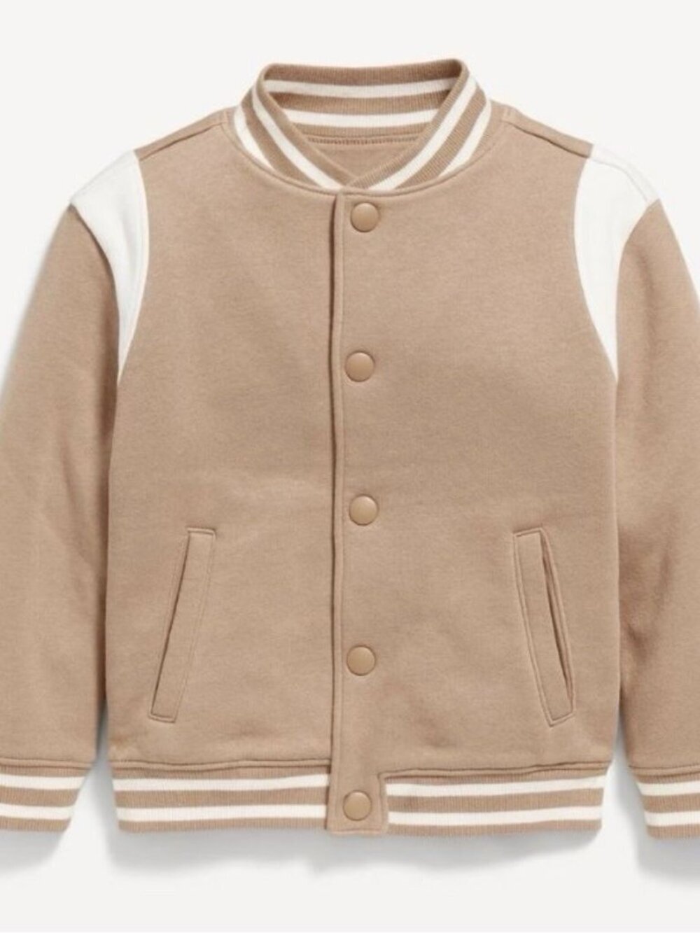 Janie And Jack Toddler Classic Bomber Jacket 3-4 Years Tan Snap Front Pockets